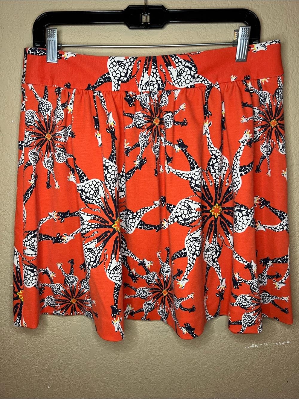 crown & ivy Coral-Orange Giraffe Skirt